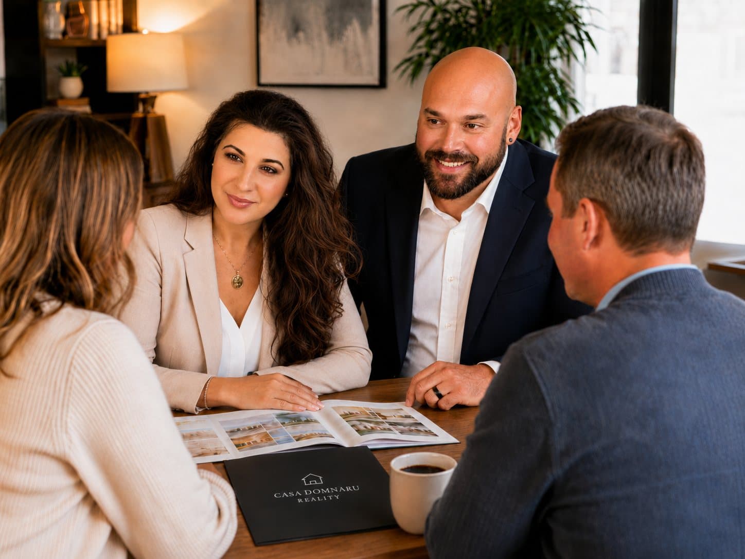 Casa Domnaru agents reviewing options with clients across a table